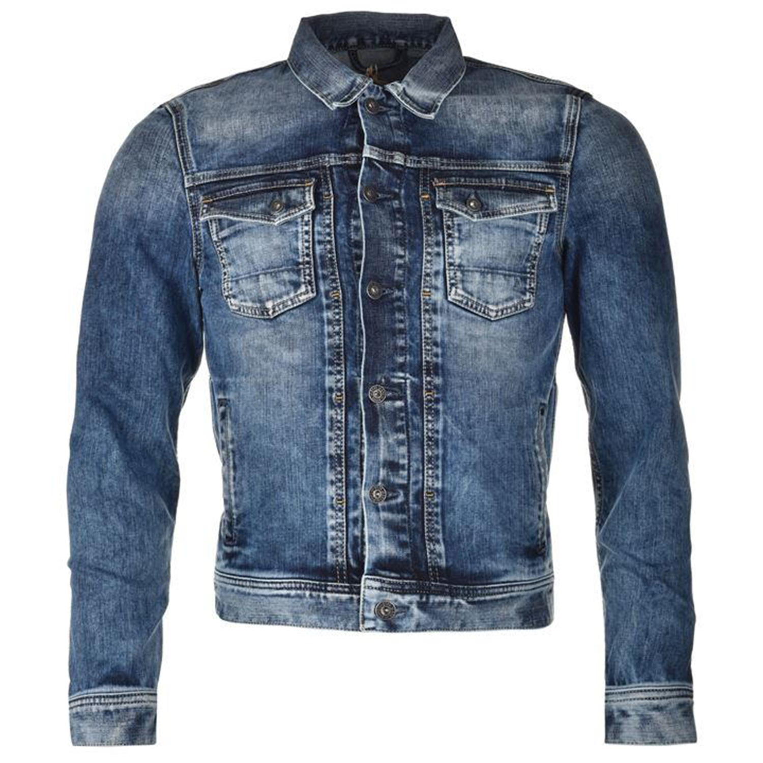 Dark Blue Faded Multi Pocket Denim Jacket